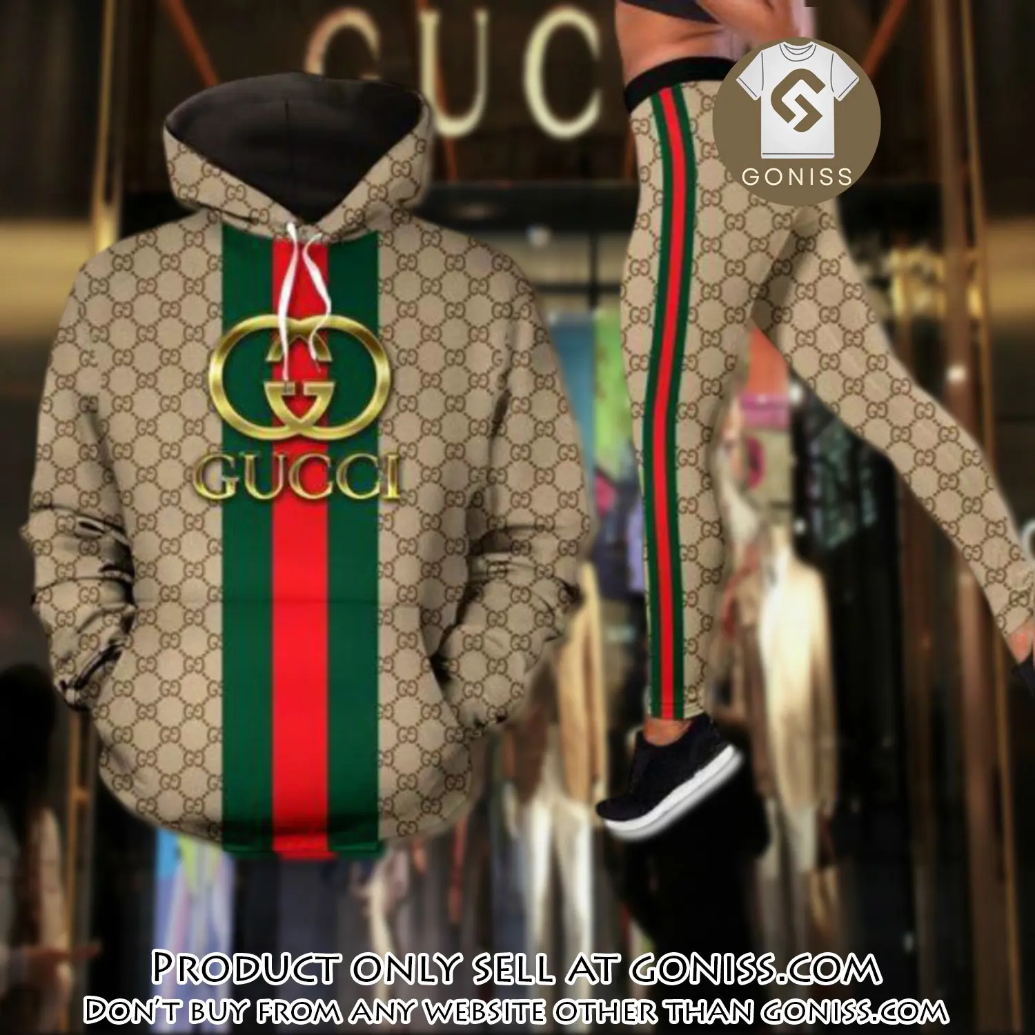 Gucci stripe hoodie legging set luxury for women vv5 gn0042271
